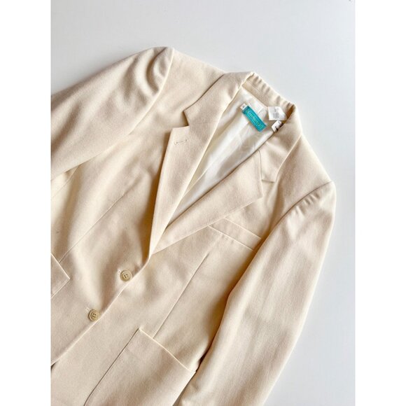 Vintage 80's CACHAREL Ivory Wool Blend Single Breasted Blazer Jacket, Size 36/XS - Picture 6 of 16